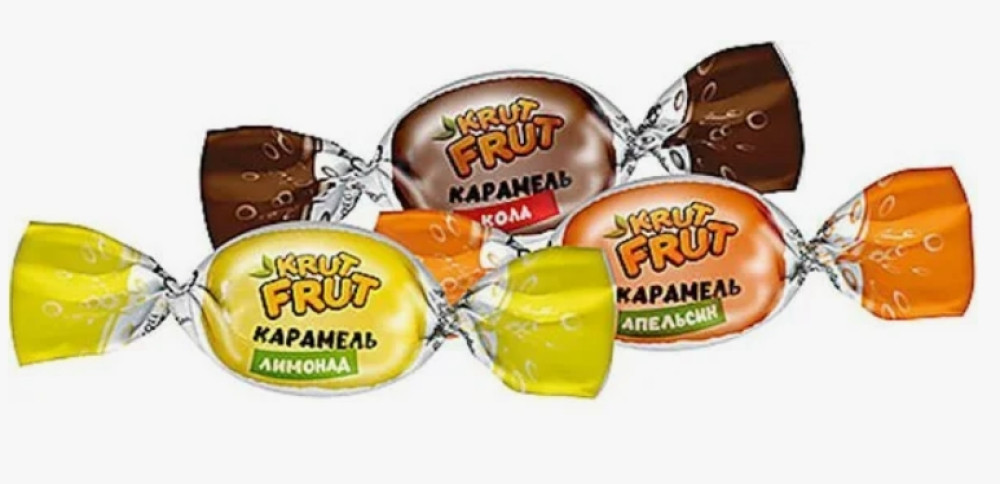 Карамель с шипучей начинкой «Крут Фрут» со вкусом колы, апельсина и лимонада 1 кг - фото1